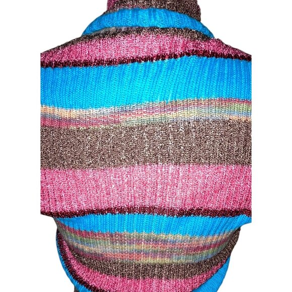 Colorful SUSS Bolero Knit Shrug Top Sweater Beaded Tie Front One Size Fun Sexy - Picture 4 of 6